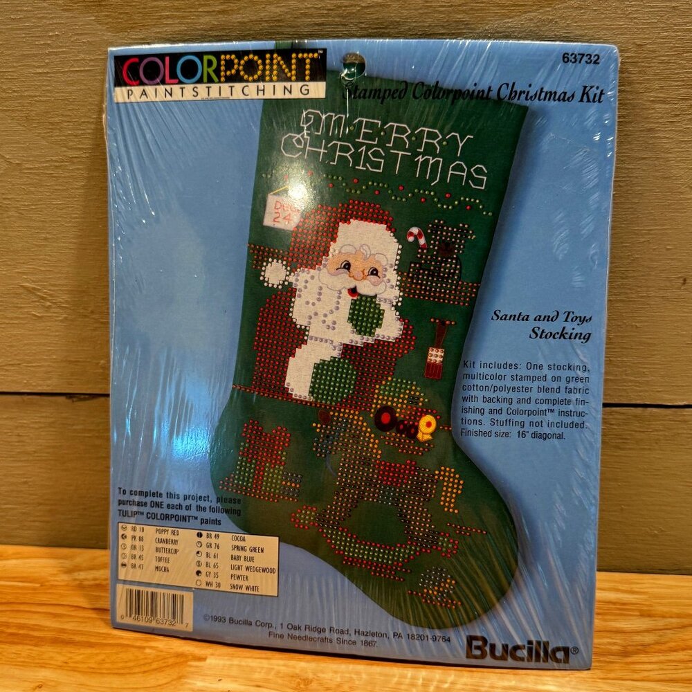 Bucilla Santa and Toys Colorpoint Christmas Stocking Kit 16" 63732